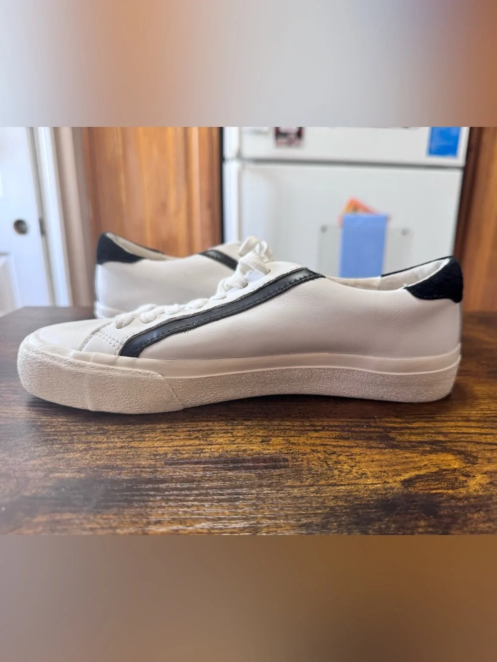 Madewell Sidewalk Low-Top Leather Sneakers White Black w6/m4.5